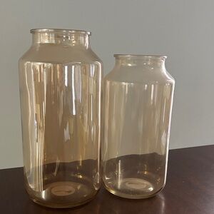 Elegant Glass Vase Set - Amber